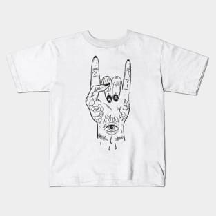 Rcok and roll tattoo hand Kids T-Shirt